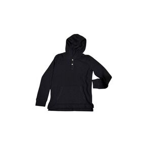 Abercrombie Kids Black Waffle‎ Knit Henley Hoodie Relaxed Fit Boys Size 11/12